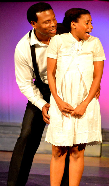 Damien A. Moses as Mister and Giselle Nakhid as Netti in The Color Purple